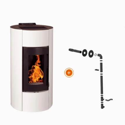 Pack promo : Poêle à Granulés Etanche EMAFLAM NALA 9 kW Blanc + Kit ventou