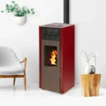 Pack promo : Poêle à granulés Etanche Connecté EMAFLAM REVA 9 kW Bordeaux + Kit ventouse – Image 3