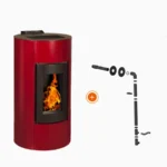 Pack promo : Poêle à Granulés Etanche EMAFLAM NALA 9 kW Bordeaux + Kit ventouse