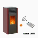 Pack promo : Poêle à granulés Etanche EMAFLAM REVA 9 kW Bordeaux + Boitier Wifi offert