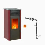 Pack promo : Poêle à granulés Etanche Connecté EMAFLAM REVA 9 kW Bordeaux + Kit ventouse